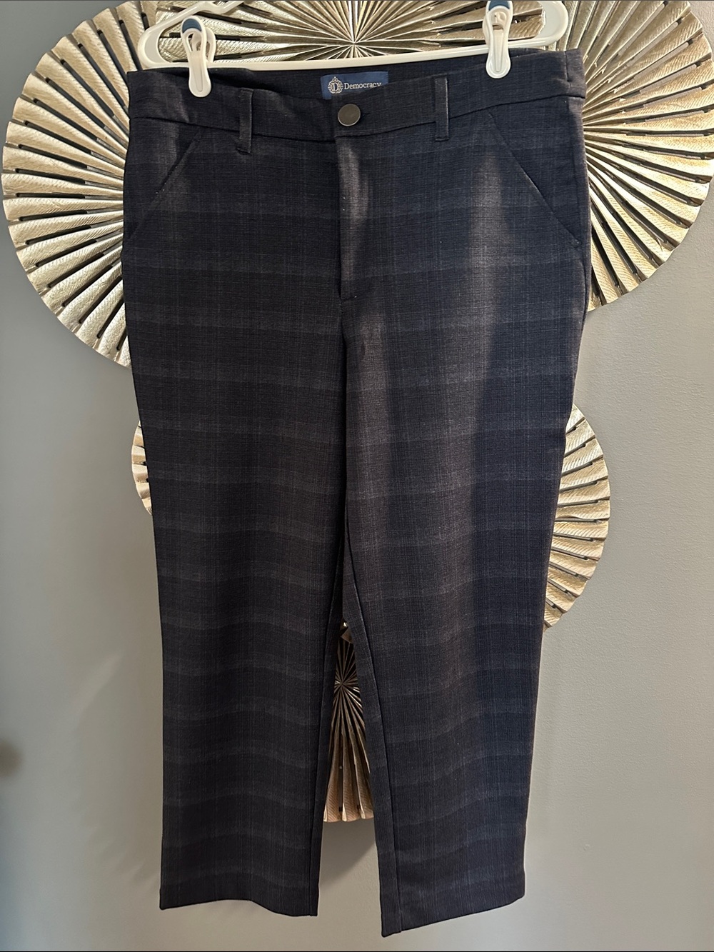 Democracy Men's Dark Navy Plaid Dress Pants
